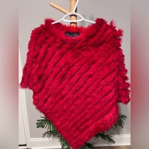 Knitted Rabbit Fur Poncho